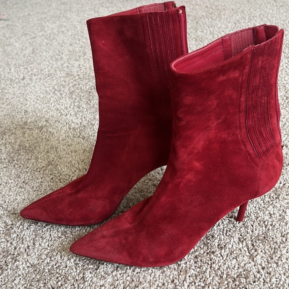 Aquazzura 85m red suede boot - Picture 8 of 9